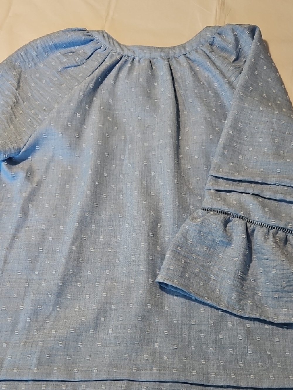 Ruby Rd. Light Blue Textured Button-Front Blouse - Picture 6 of 7